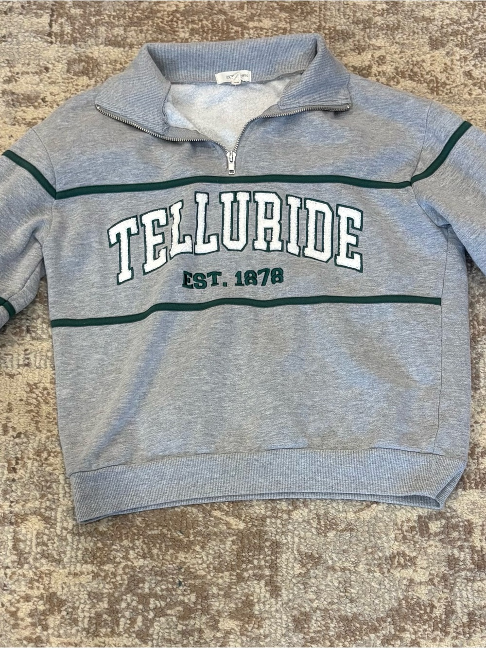 Telluride Half-Zip Sweatshirt - Gray with Green Trim